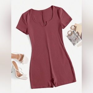 SHEIN Ribbed Knot Unitard Romper Size Medium